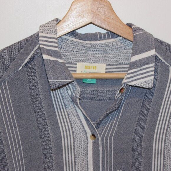 Anthropologie Maeve Striped Viscose Blend Button Down Shirt Women's Size 1X - Picture 7 of 11